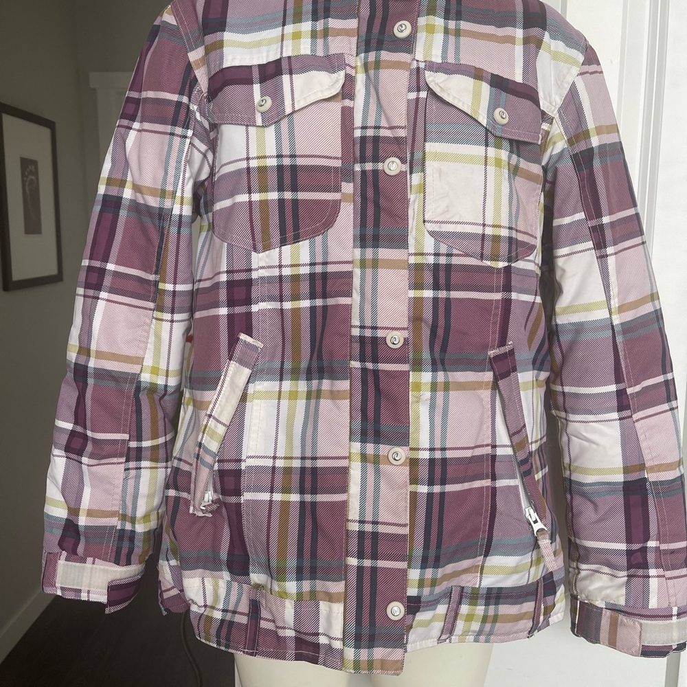 Core snowboarding jacket, plaid, size small